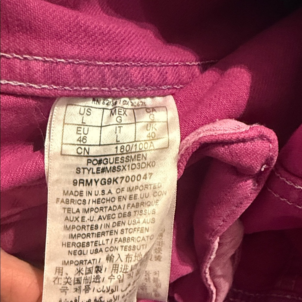 GUESS x Sean Wotherspoon Farmers Market Magenta Acid Wash Denim Jacket Large - Picture 8 of 8